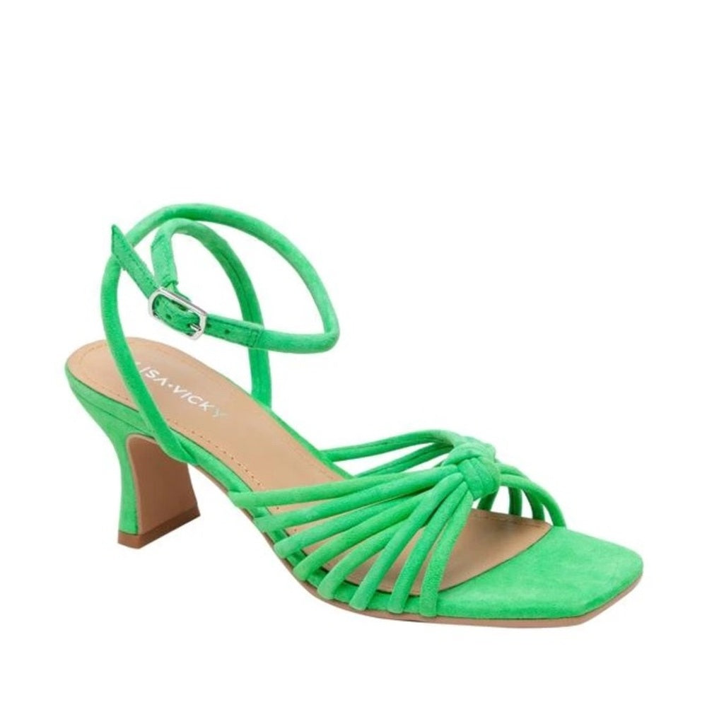 181. NEW SIZE 6.5 Vibrant Green Strappy Heels with Tapered Heel