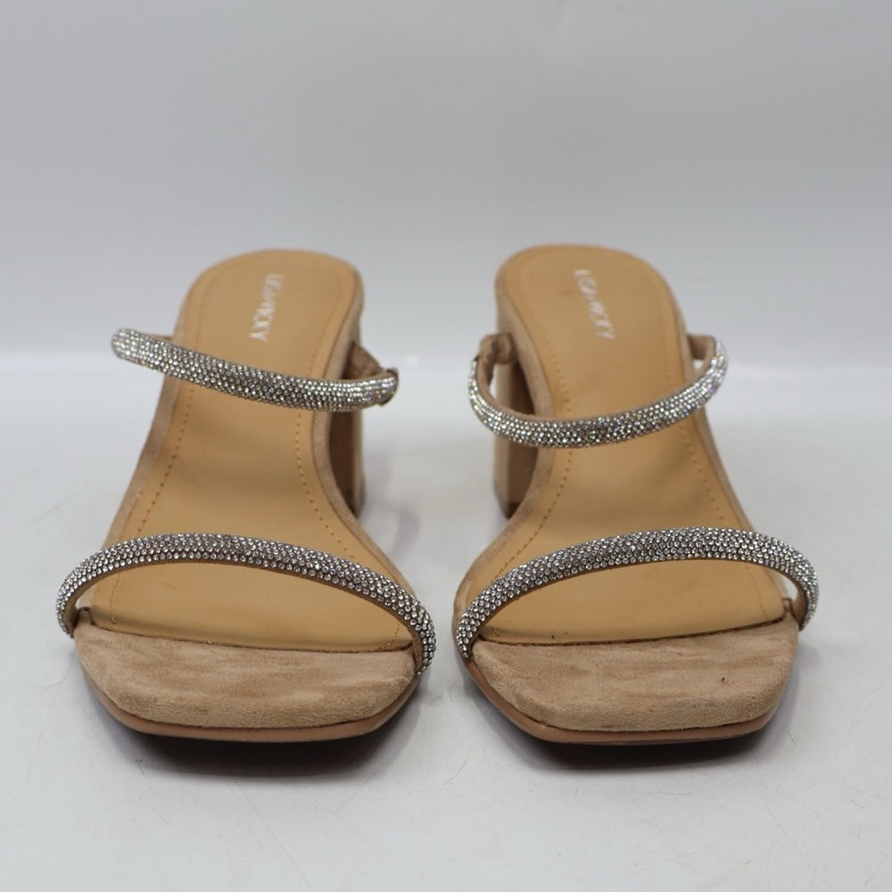 185.186. NEW SUZE 6.5-7 Sleek Tan and Silver Heels with Elegant Design