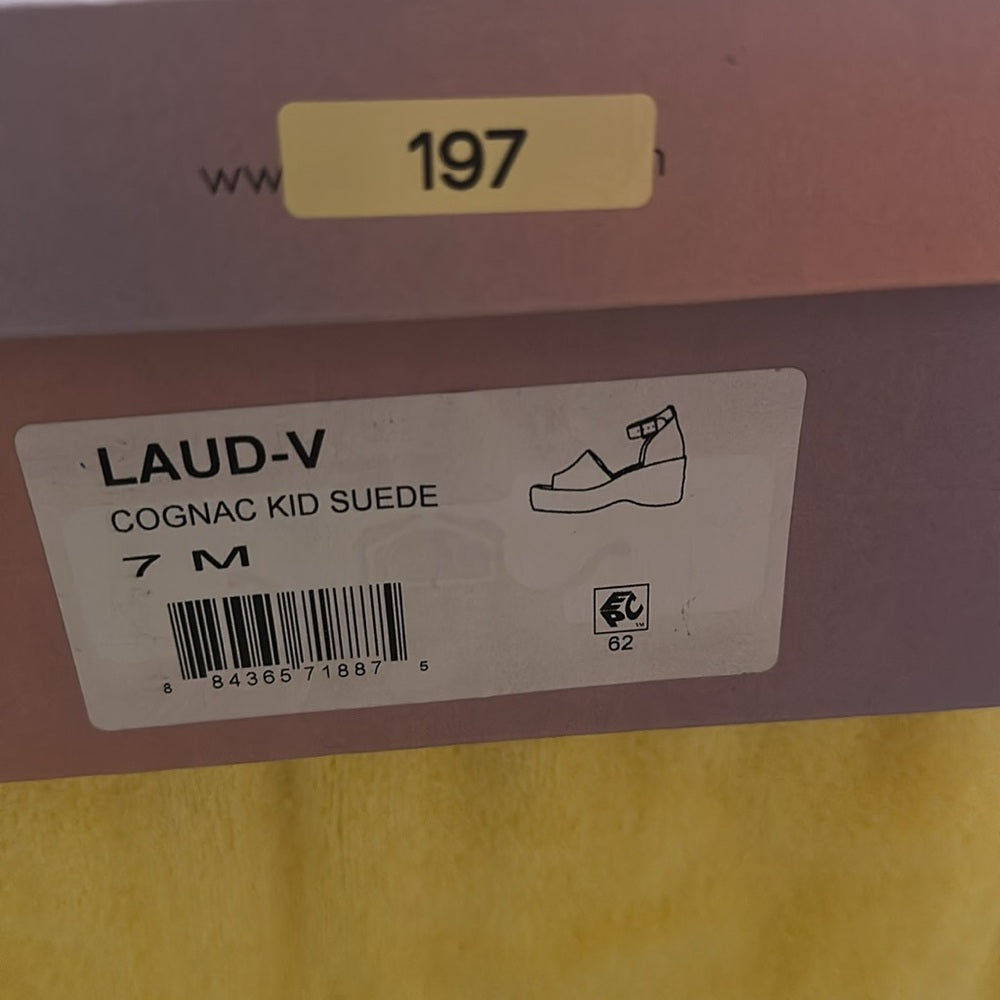 71. 197.198.199.NEW SIZE 7/7.5/8/9.5M Tan Suede Wedge Sandals with Cork Platform