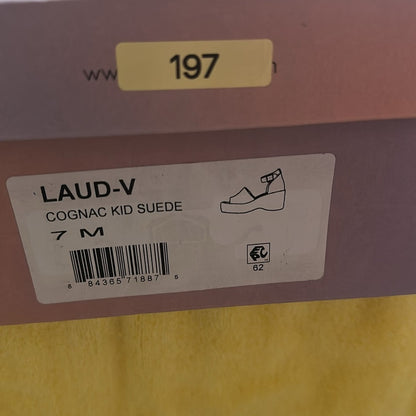 71. 197.198.199.NEW SIZE 7/7.5/8/9.5M Tan Suede Wedge Sandals with Cork Platform