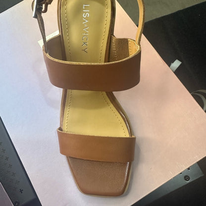200.201.203. NEW SIZE 6.5/7.5 Oasis Tan Block Heels with Wide Straps
