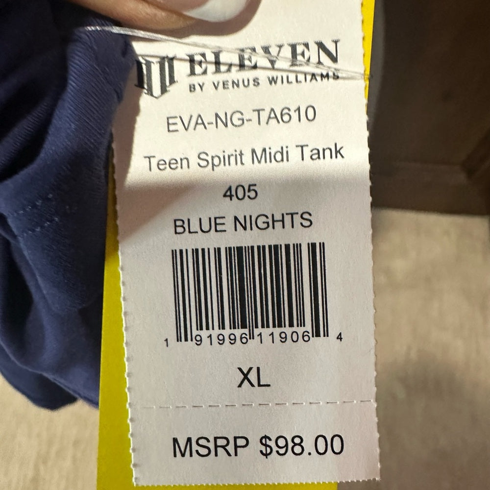 NWT SIZE XL EleVen by Venus Williams Navy Tank Top with Pink Straps