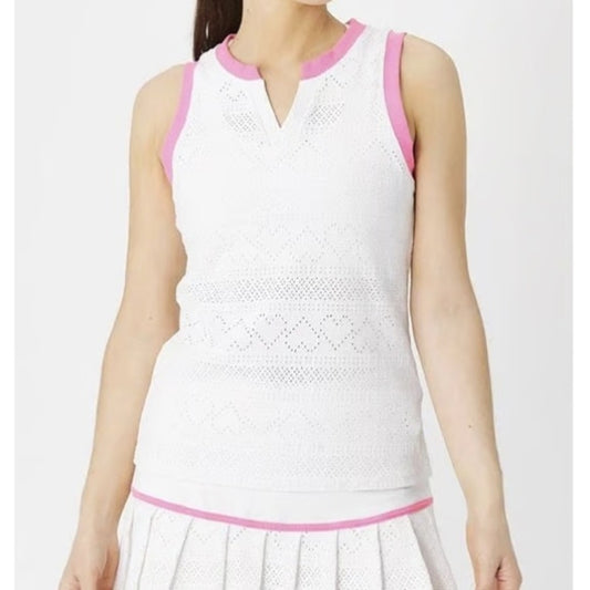 NWT SIZE M EleVen by Venus Williams Pink and White Polo Tank Top