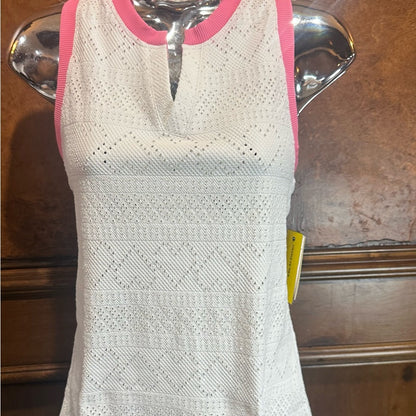 NWT SIZE M EleVen by Venus Williams Pink and White Polo Tank Top