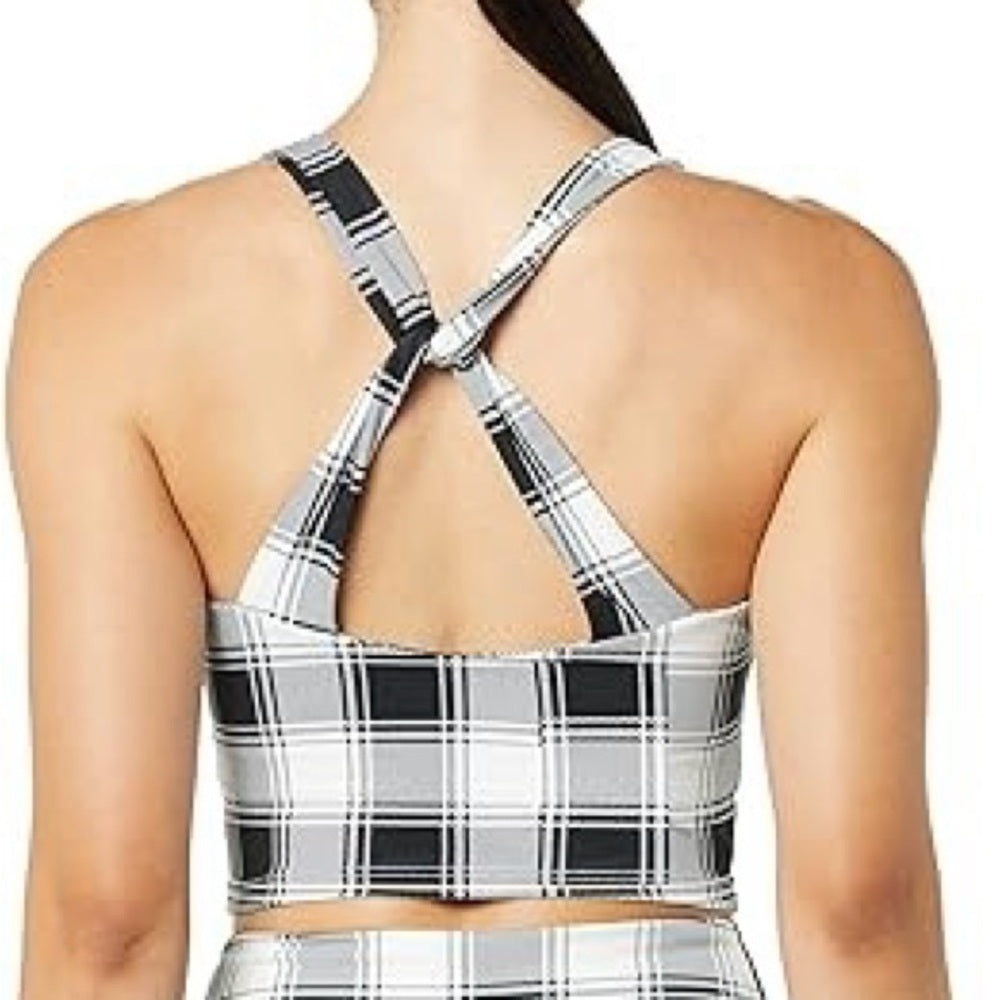 NWT SIZE L EleVen by Venus Williams Black and White Plaid Crop Top