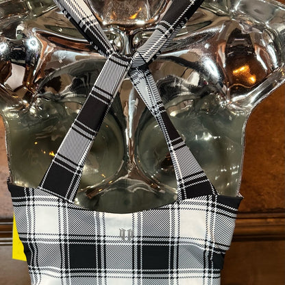 NWT SIZE L EleVen by Venus Williams Black and White Plaid Crop Top