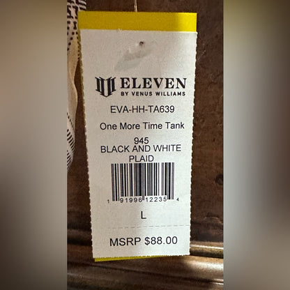 NWT SIZE L EleVen by Venus Williams Black and White Plaid Crop Top