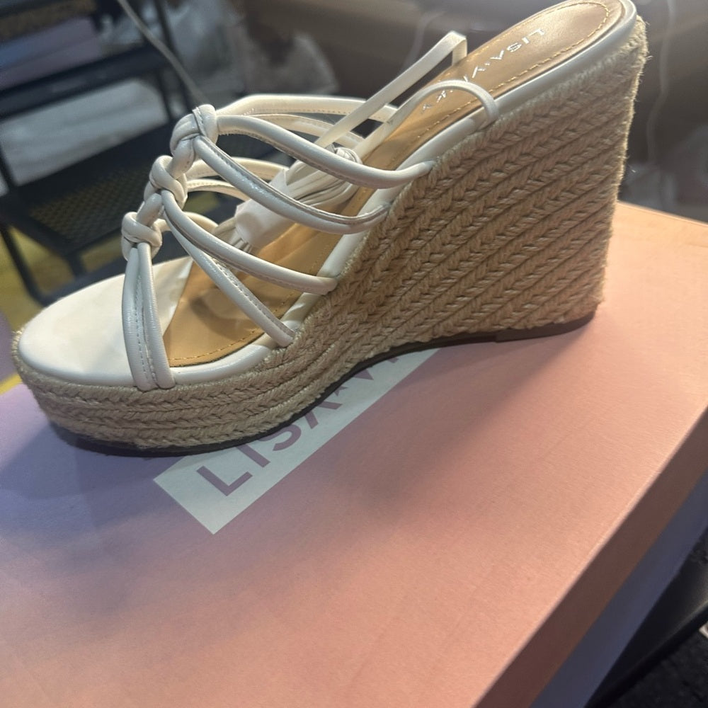 205. NEW SIZE 7 Gaze White Tan Espadrille Platform Sandals