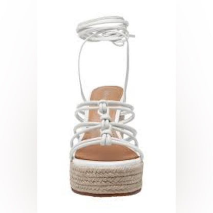 205. NEW SIZE 7 Gaze White Tan Espadrille Platform Sandals