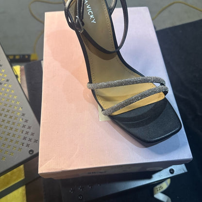 209. NEW SIZE 10 Sophisticated Black and Silver Heels with Sparkling Straps