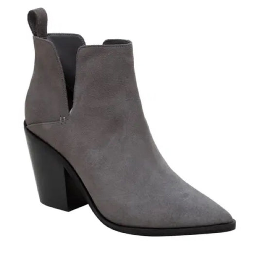 214. NEW SIZE 8 Rugged Gray Heeled Boots with Ankle-Height Design