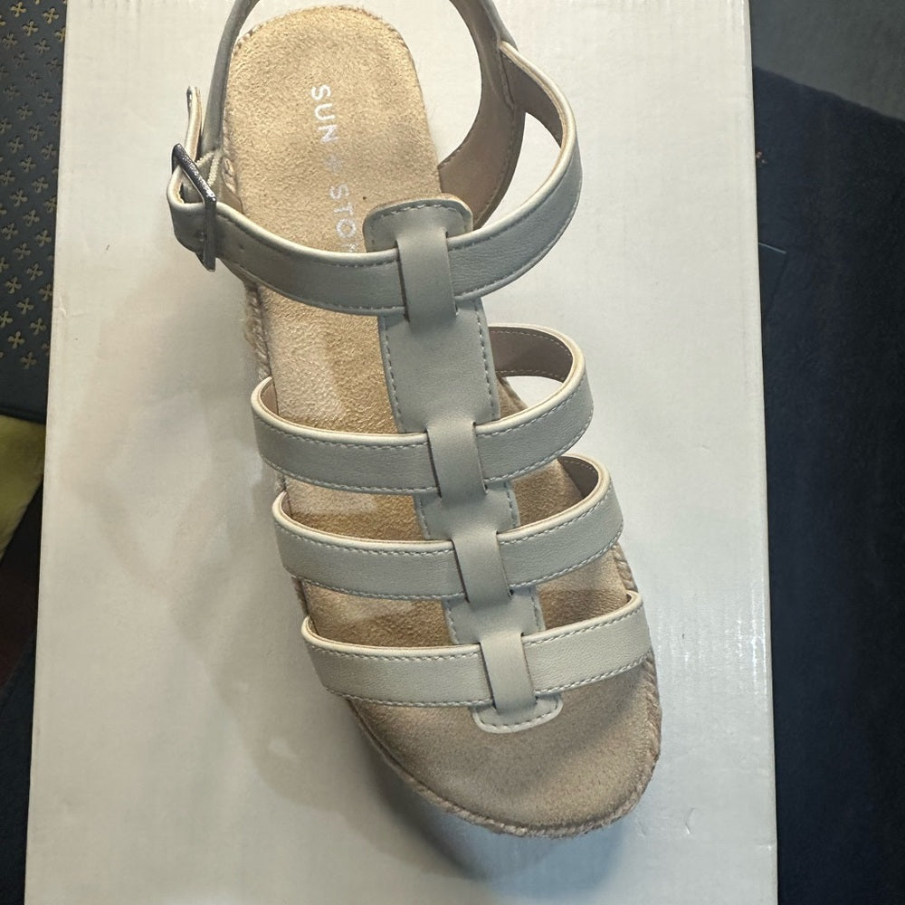 216. NEW SIZE 6 Sun + Stone Cream Espadrille Flat Sandals