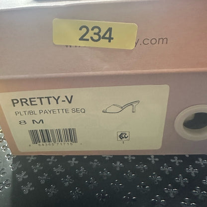 234.235. NEW SIZE 8 Sophisticated Black and White Mules with Square-Toe Design