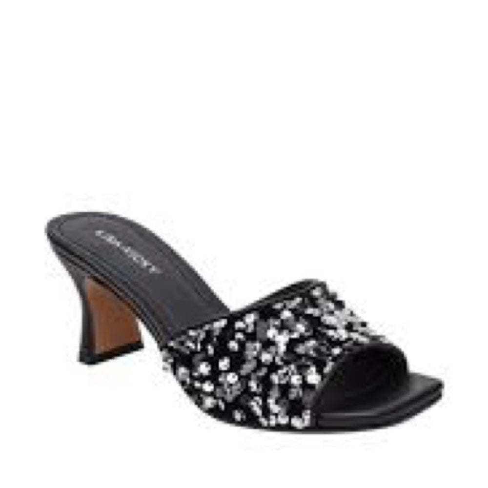 234.235. NEW SIZE 8 Sophisticated Black and White Mules with Square-Toe Design
