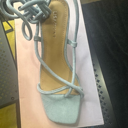 223. NEW SIZE 6 Lisa Vicky Suede Blue Strappy Heels with Kitten Heel