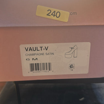 59.240-245. New. Size various Cream Platform Heels with Thick Chunky Sole