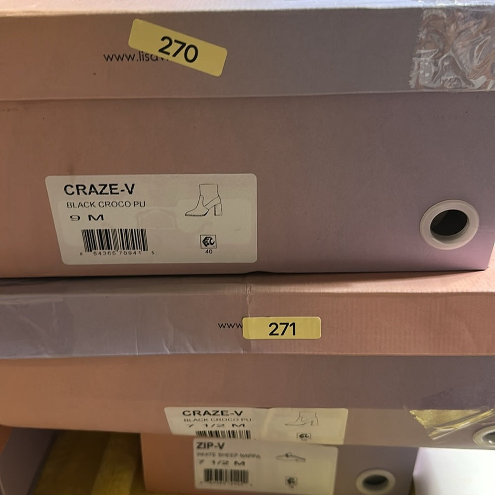 70.266.267.268.269.270.271. NEW Black Crocodile Textured Ankle Boots Block Heel