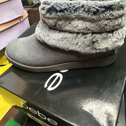 263. NEW SIZE 10 Bebe Gray Ankle Booties with Cozy Plush Lining
