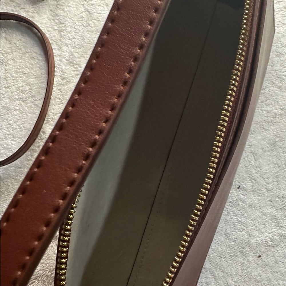 Zac Posen Brown Leather Satchel with Gold Hardware