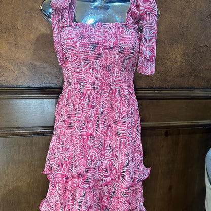 NWT SIZE S Pink Ruffled Tiered Mini Sundress