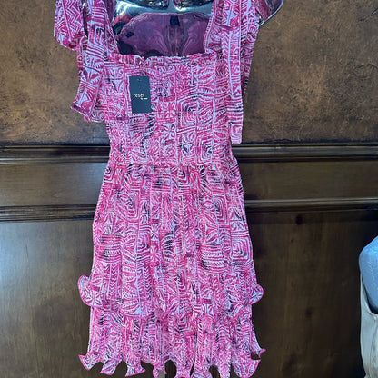 NWT SIZE S Pink Ruffled Tiered Mini Sundress