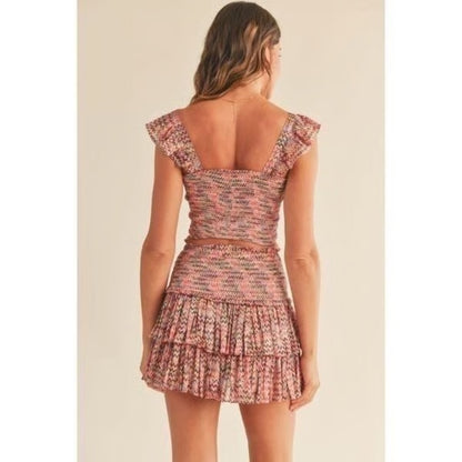 NWT SIZE L Pink Skater Mini Dress with Ruffled Elegance