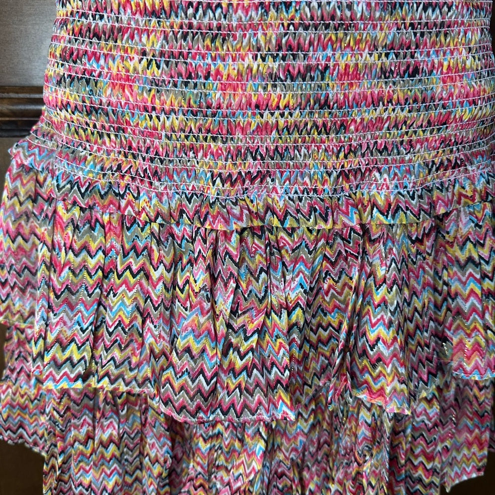 NWT SIZE L Pink Skater Mini Dress with Ruffled Elegance