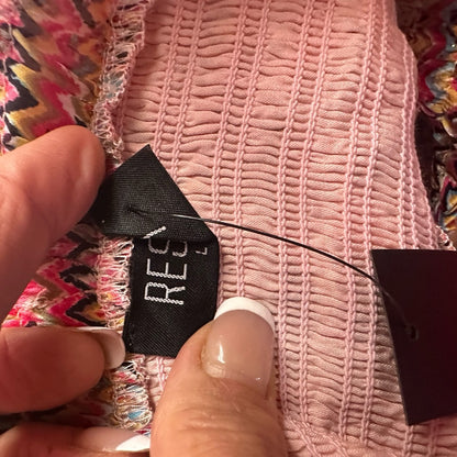 NWT SIZE L Pink Skater Mini Dress with Ruffled Elegance