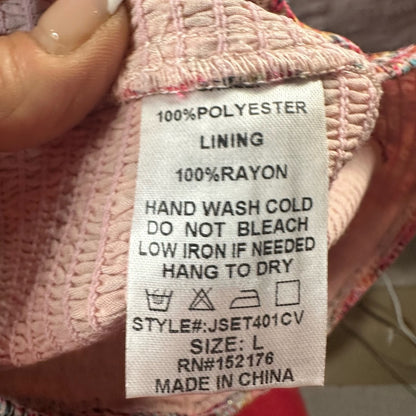 NWT SIZE L Pink Skater Mini Dress with Ruffled Elegance