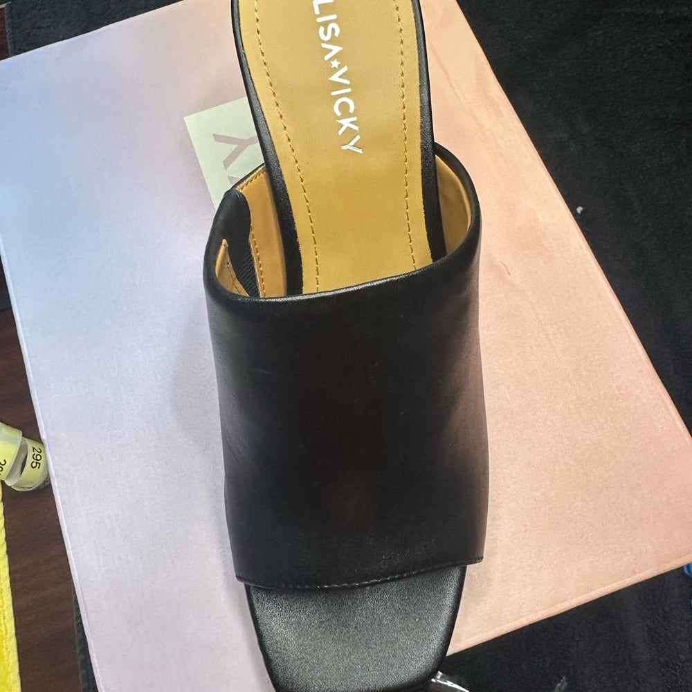 280.281. NEW SIZE 7 Black Minimalist Mules with Rounded Toe