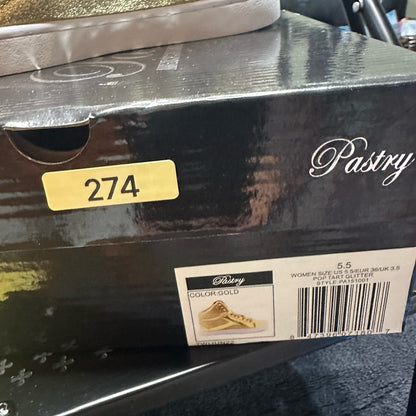 274. NEW SIZE 5.5 Pastry Gold Metallic High-Top Sneakers