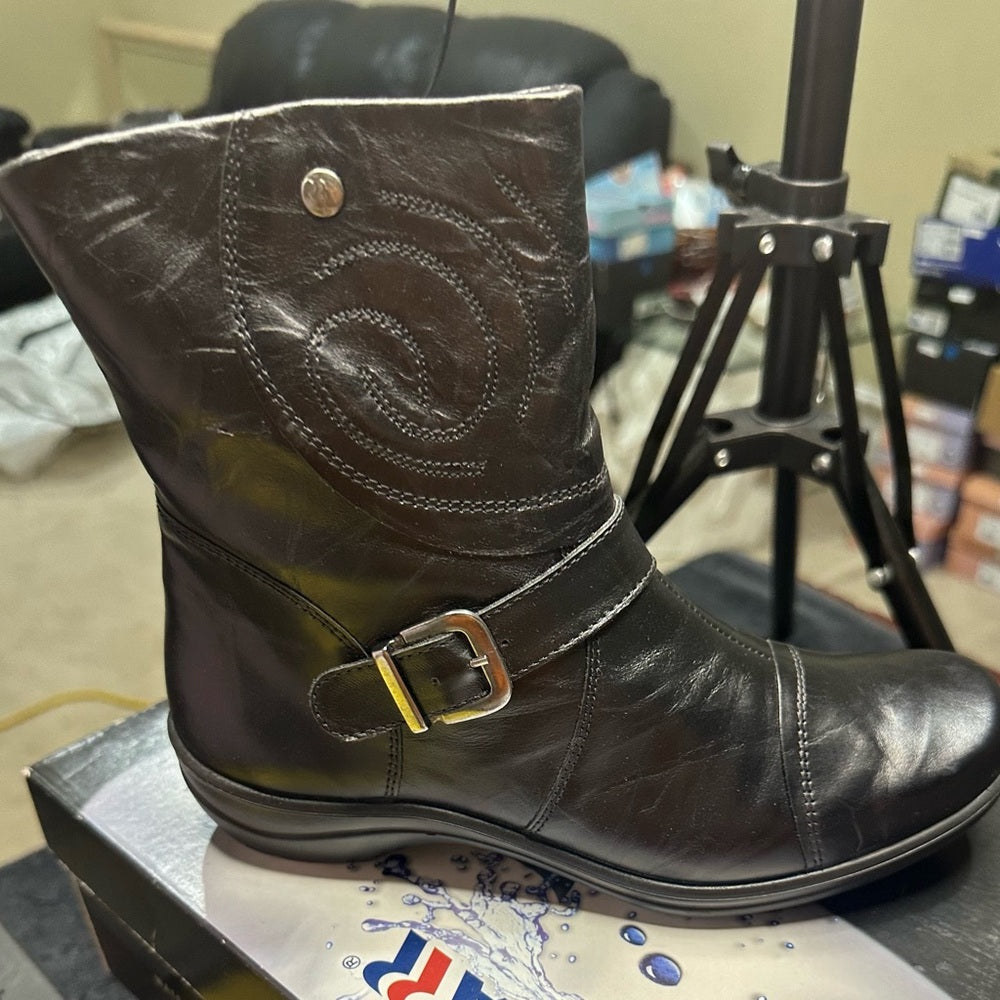 265. NEW SIZE 6.5 Romika Black Ankle Boots with Buckle Detail