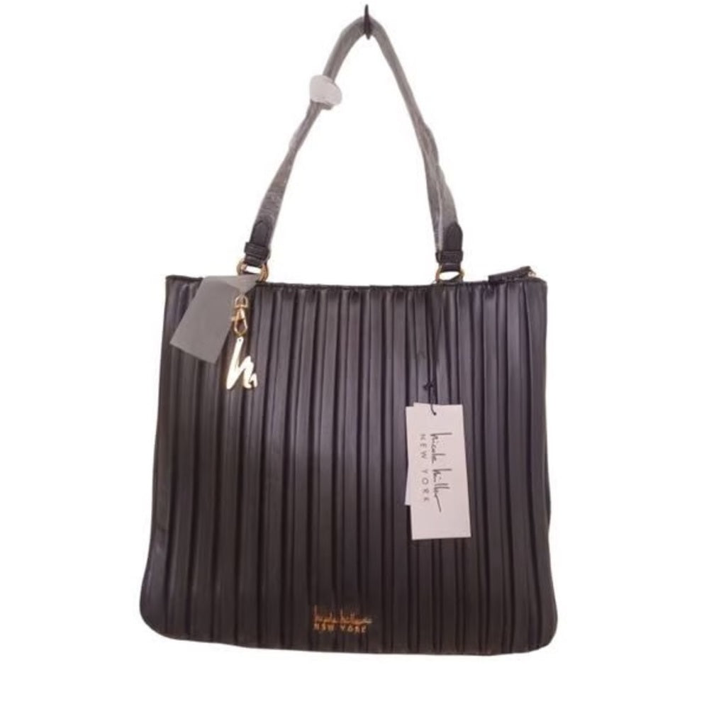 NWT Nicole Miller Black Tote with Structured Design