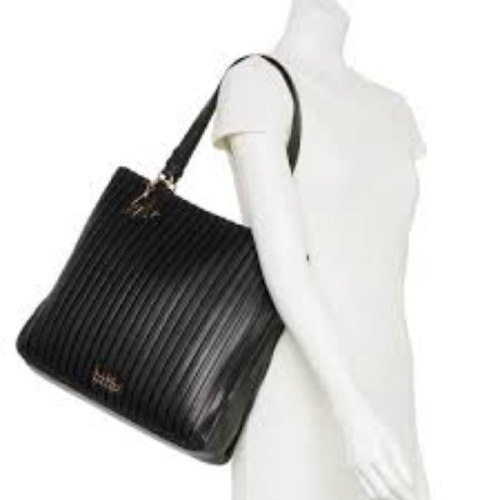 NWT Nicole Miller Black Tote with Structured Design