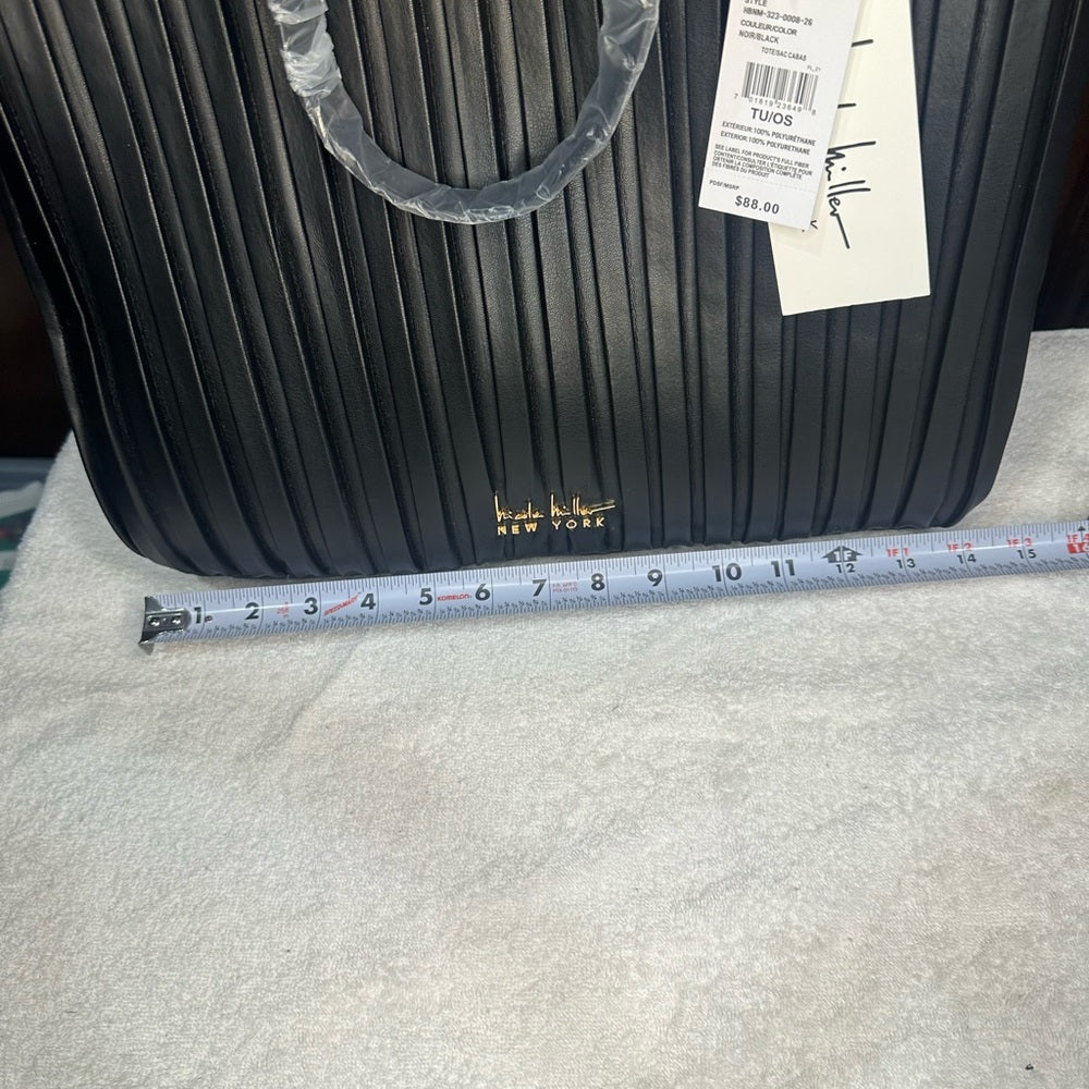 NWT Nicole Miller Black Tote with Structured Design