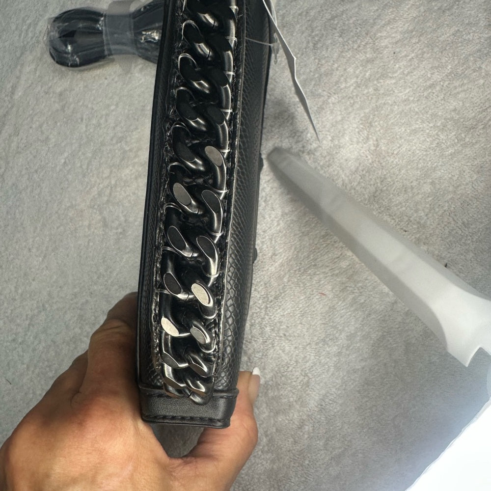 NWT Nicole Miller Black Chain-Link Shoulder Bag