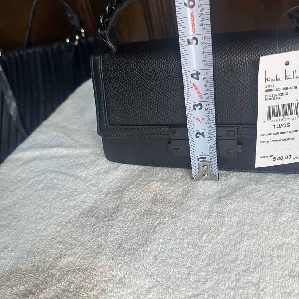 NWT Nicole Miller Black Chain-Link Shoulder Bag