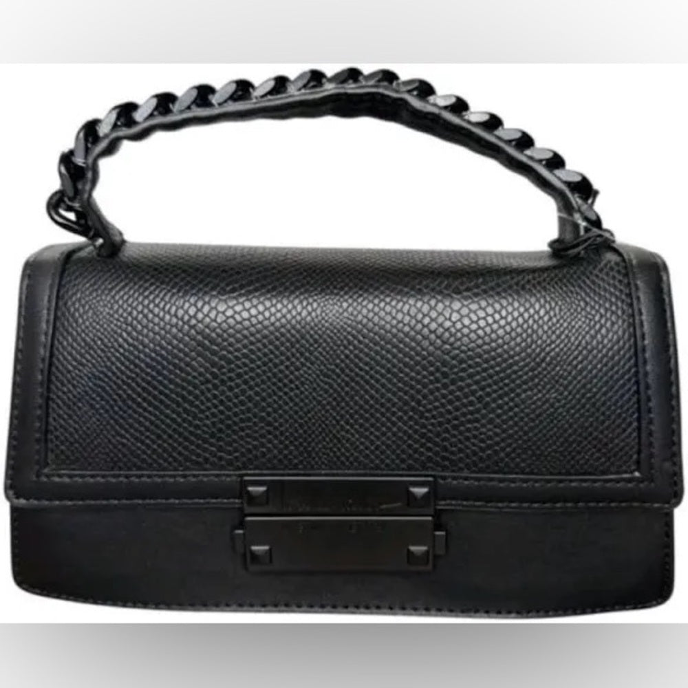 NWT Nicole Miller Black Chain-Link Shoulder Bag