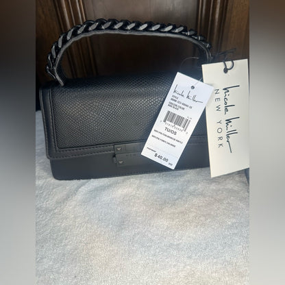 NWT Nicole Miller Black Chain-Link Shoulder Bag