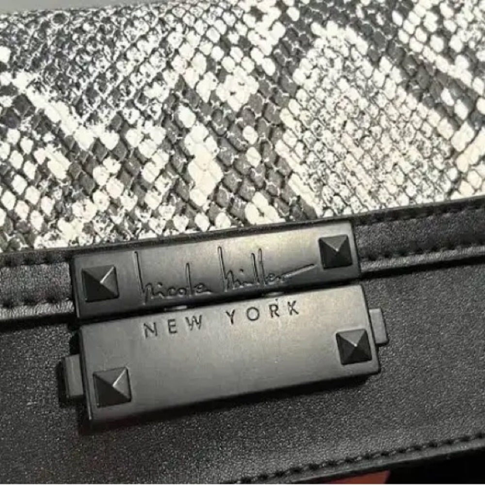 NWT Nicole Miller Mini Bag Black and White Chain Strap