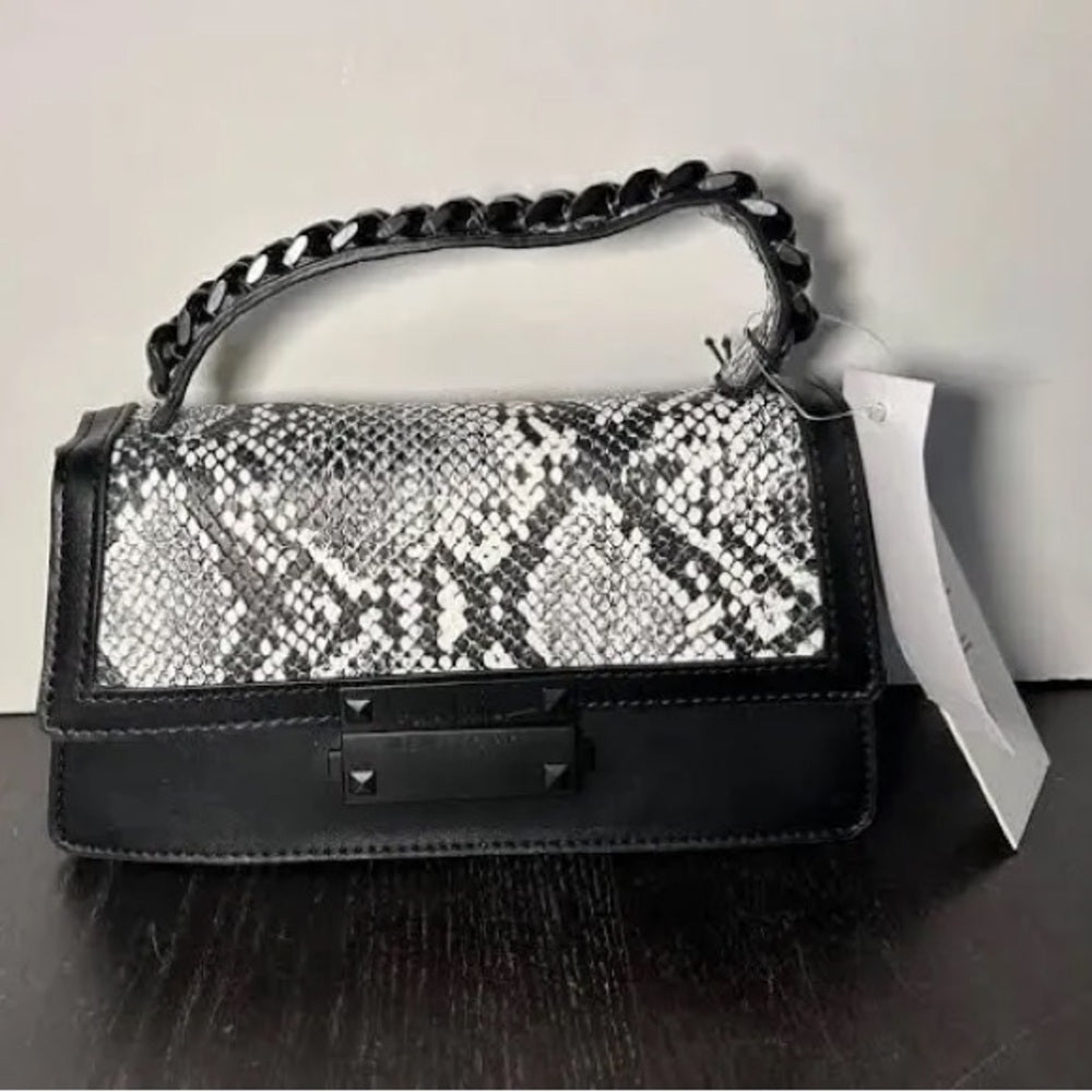 NWT Nicole Miller Mini Bag Black and White Chain Strap