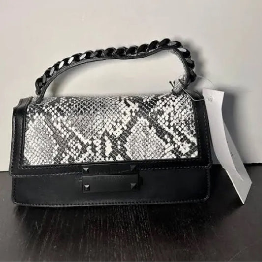 NWT Nicole Miller Mini Bag Black and White Chain Strap