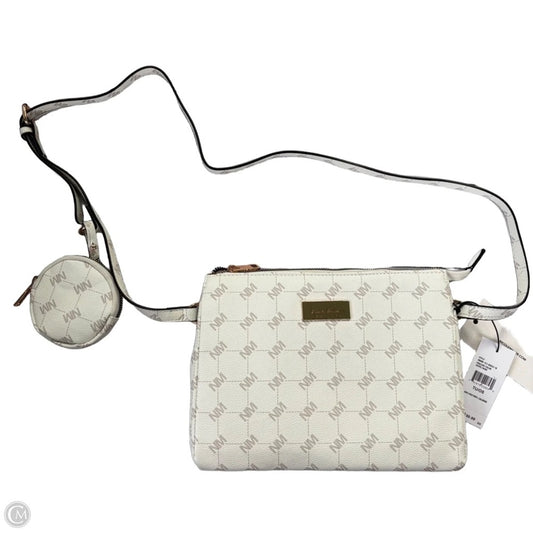 NWT Nicole Miller White Crossbody Bag with Classic Monogram Design