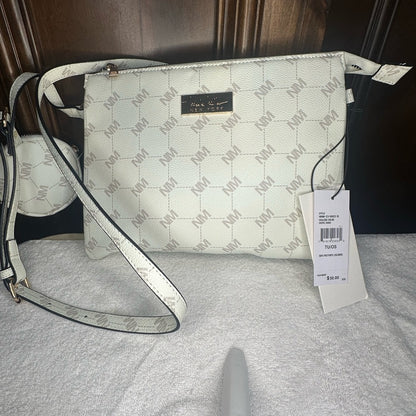 NWT Nicole Miller White Crossbody Bag with Classic Monogram Design