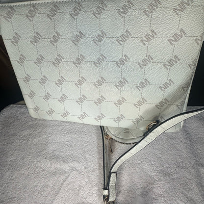 NWT Nicole Miller White Crossbody Bag with Classic Monogram Design