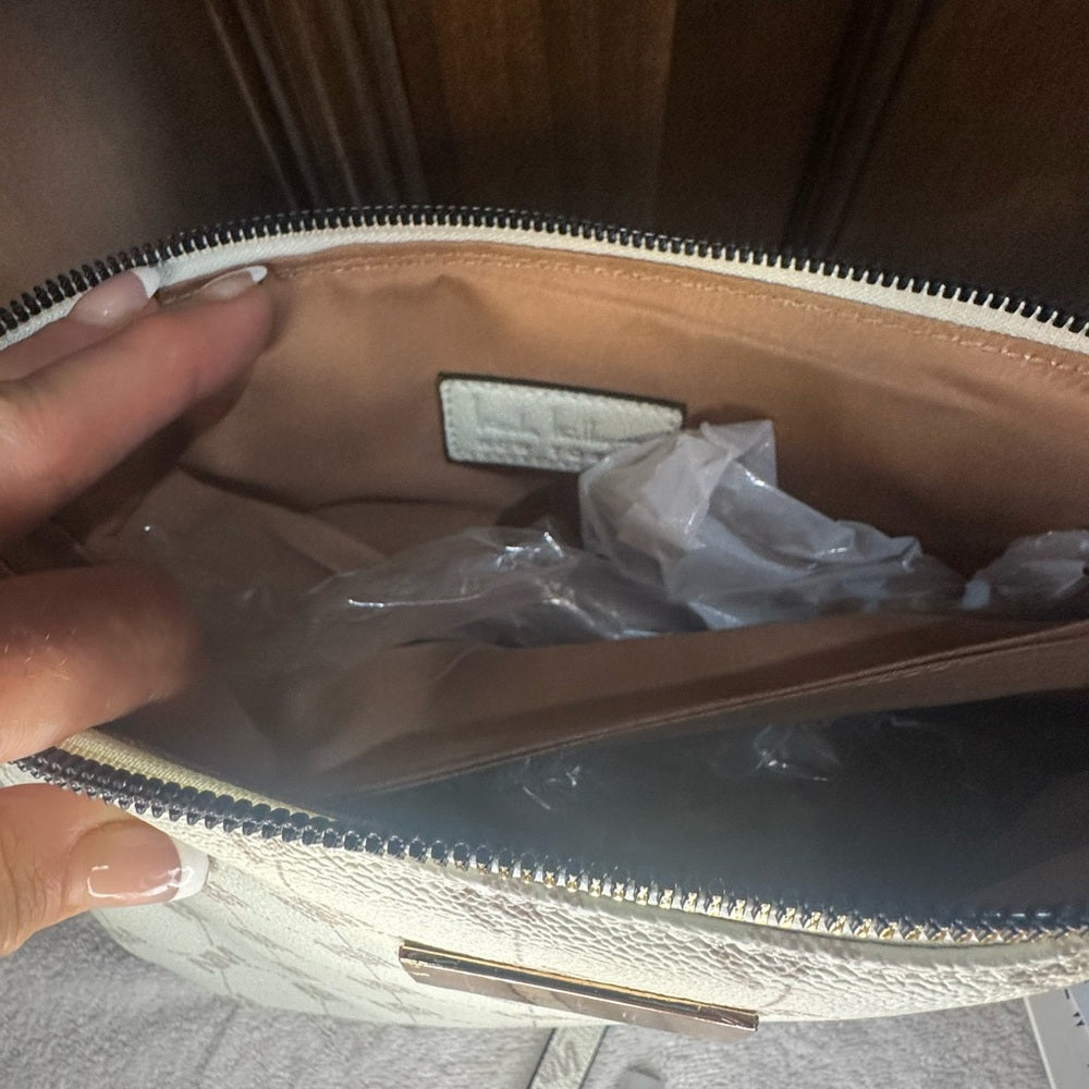 NWT Nicole Miller White Crossbody Bag with Classic Monogram Design