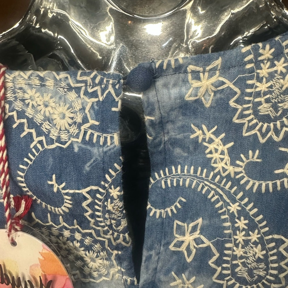 NWT SIZE M Hayden Blue and White Tiered Midi Sundress