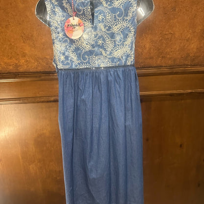 NWT SIZE M Hayden Blue and White Tiered Midi Sundress