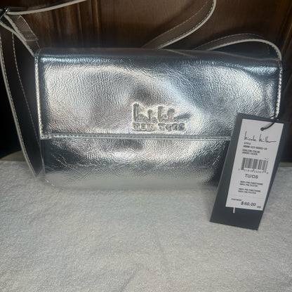 NWT Nicole Miller Silver Satchel with Futuristic Appeal