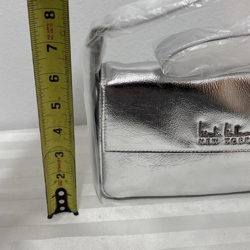 NWT Nicole Miller Silver Satchel with Futuristic Appeal